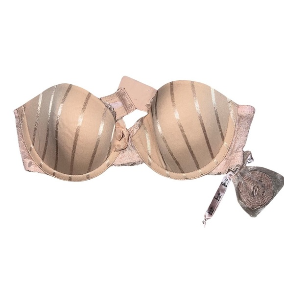Felina Bra Nude 91084 Convertible Underwire Striped Bra 34B NEW - Picture 1 of 11